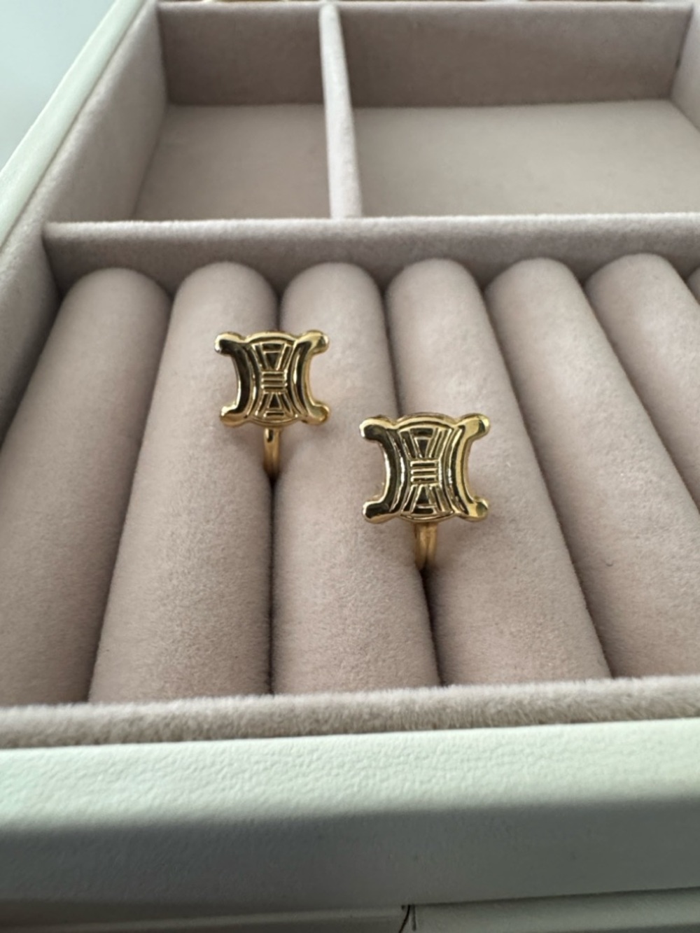 Celine Vintage Triomphe Clip On Earrings
